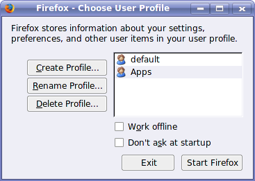 Firefox Profile Selector Screenshot